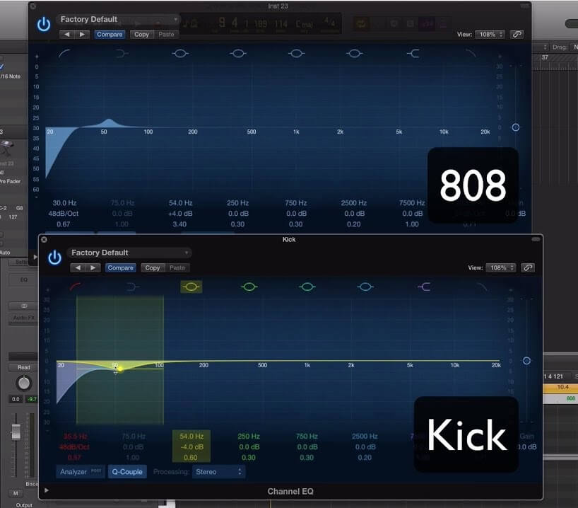 balancing kick and 808