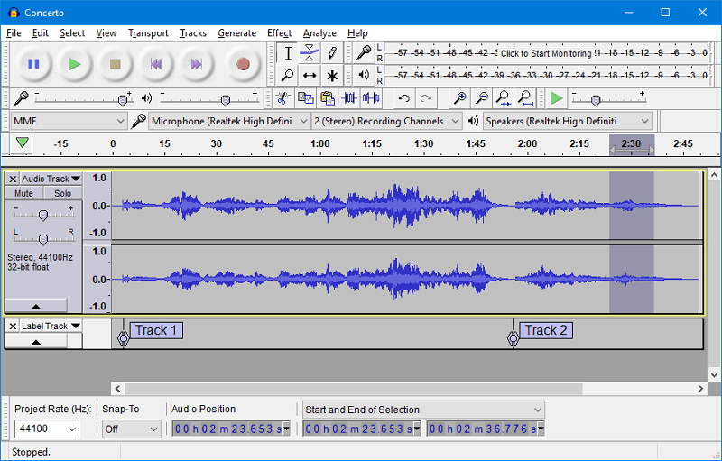 audacity look on audio