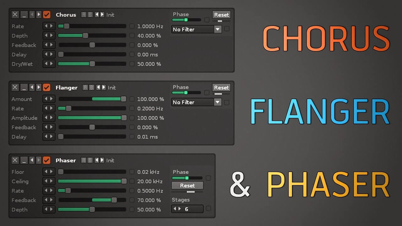 Chorus, flanger and phaser