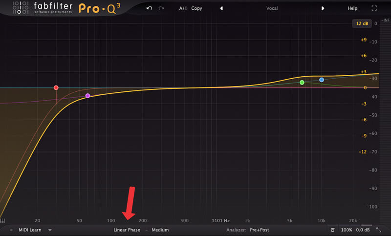 ProQ3 by FabFIlter in Linear Phase Mode