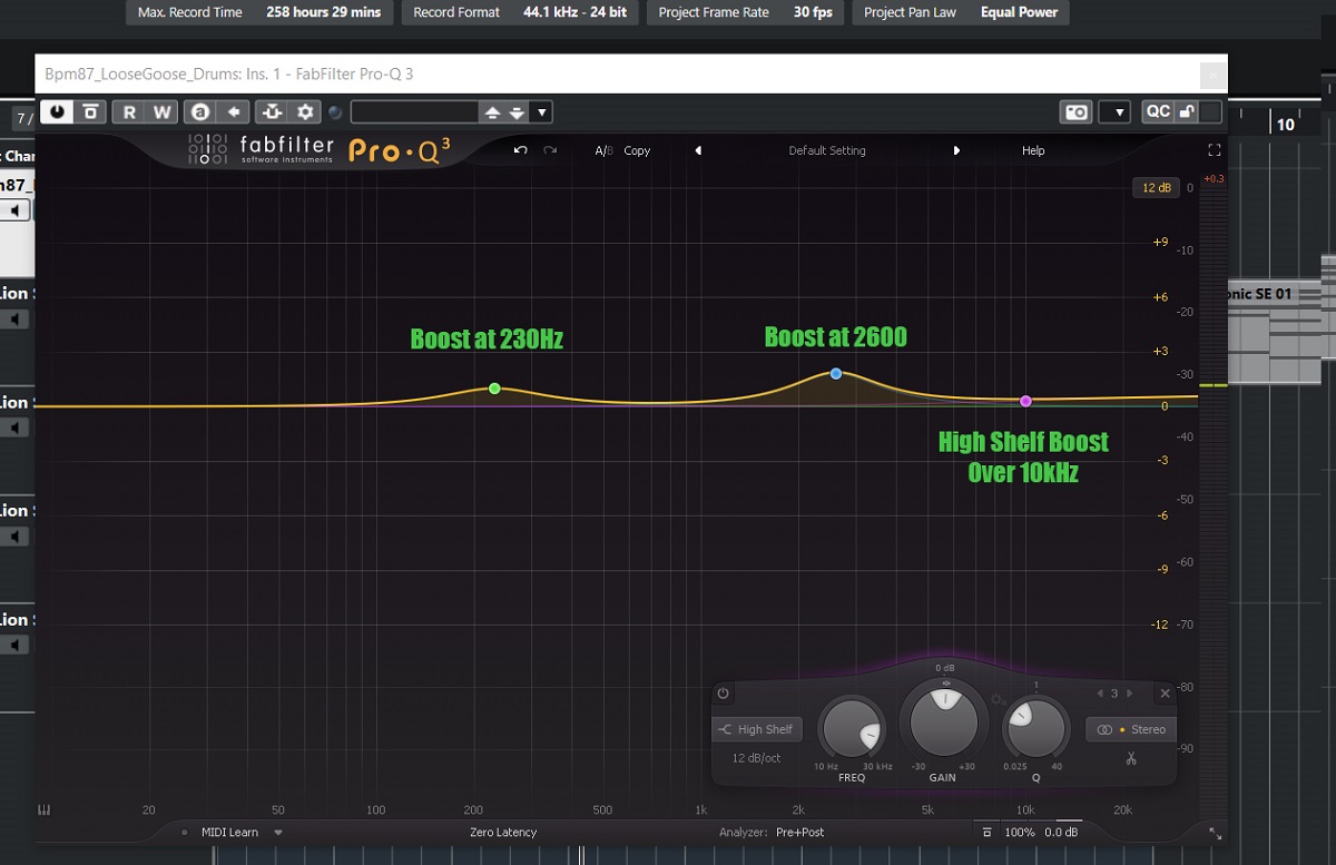 Additive EQ on Snare