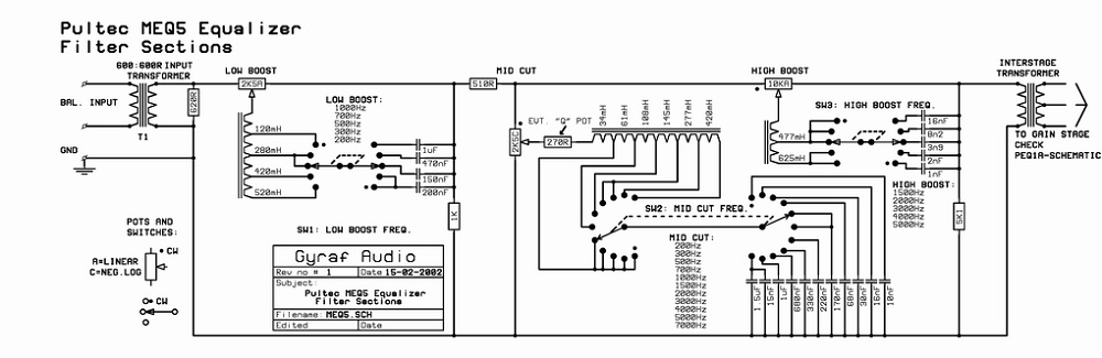 Pultec MEQ5 EQ Schematics