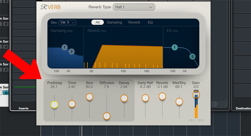 Pre Delay - reverb mixing tricks